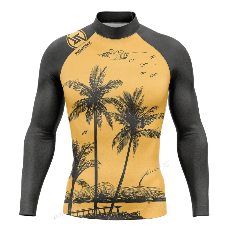 Men's Surfing Shirt Sunset Camo Lycra Rashguard RIGHTTRACK For Surf Sportswear Beach UV Swimwear UPF50 Clothes