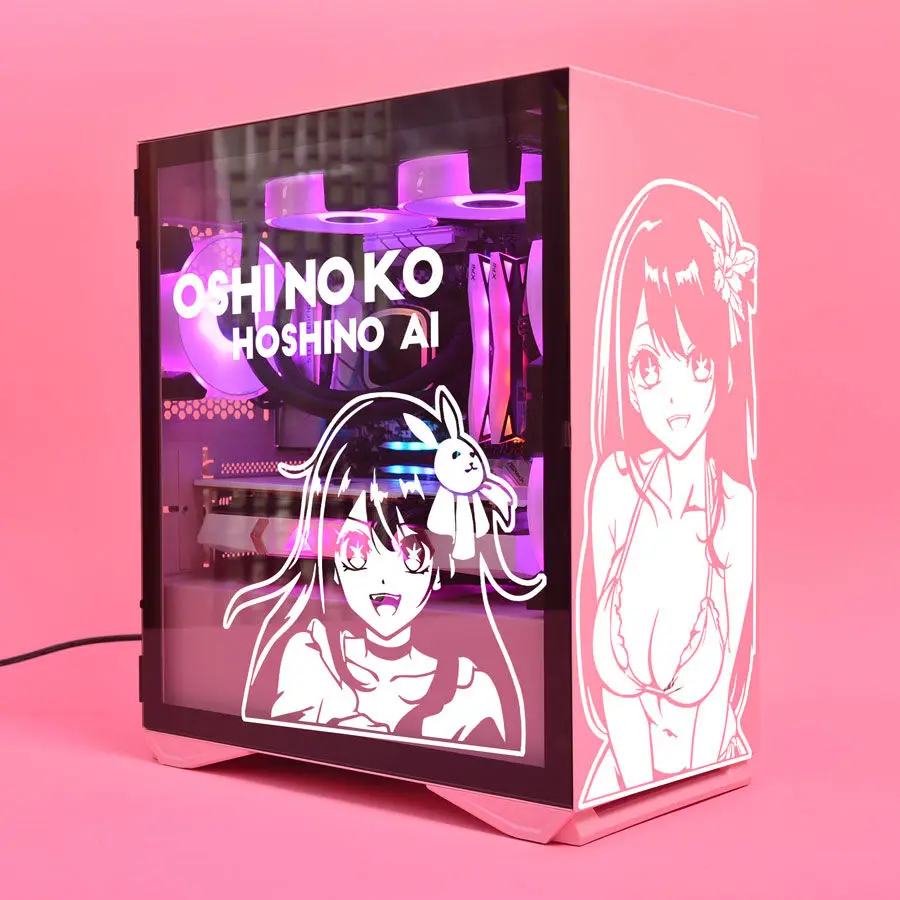 Oshi No Ko Hoshino Ai Anime Stickers Per Pc Case Cartoon Deocr Decalcomanie Per Atx Computer Chassis Pelle Impermeabile Facile Rimovibile