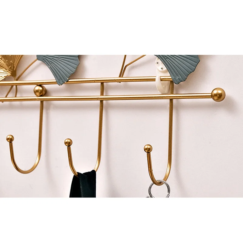 Nordic Style Golden Leaf Hook Creative Coat Cap Hanger Key Organizer Iron Art Wall Hanging Decoration Home Storage Accessories 4