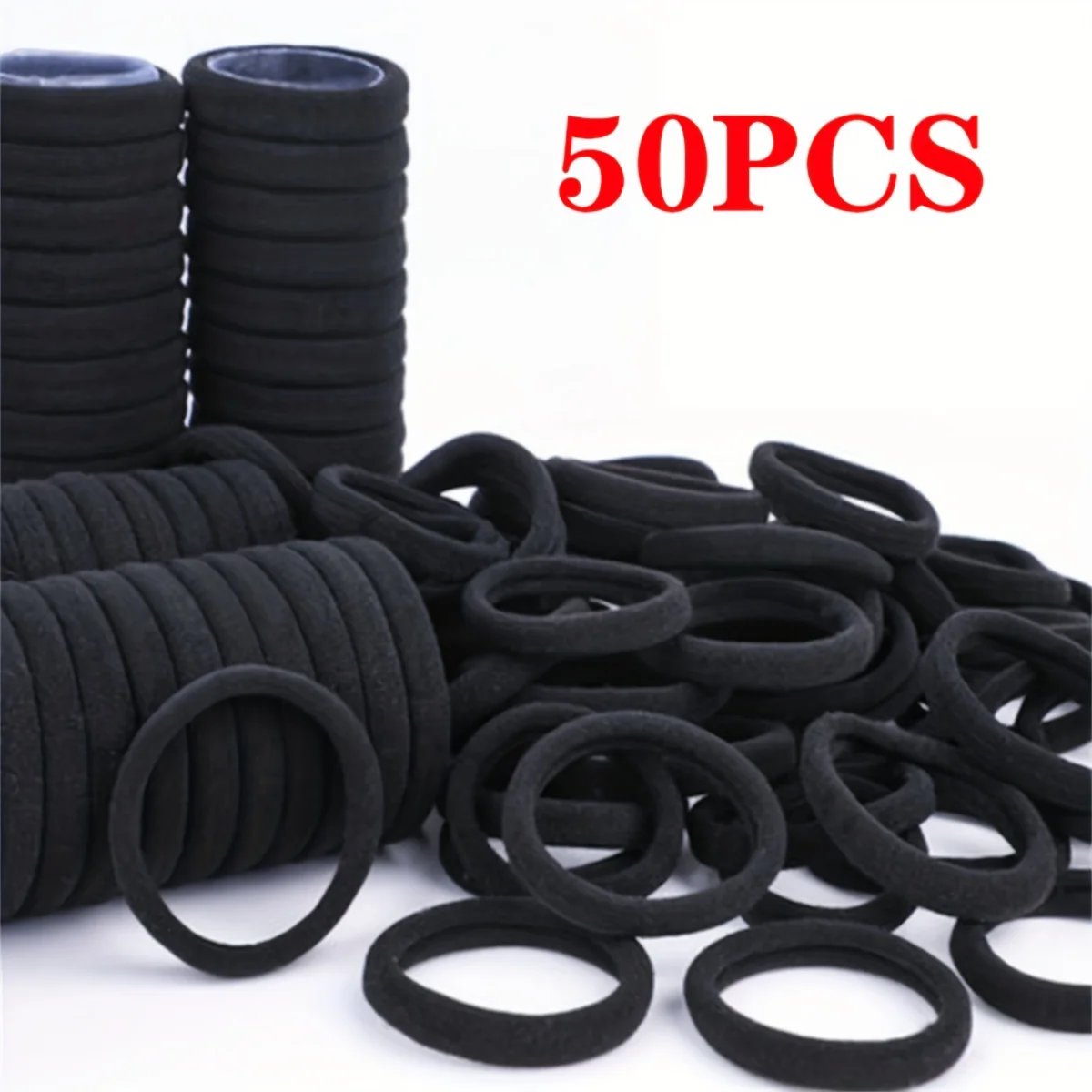 50pcs-Black-Hair-Rope-Simple-Elastic-Hair-Band-Hair-Accessories-For ...