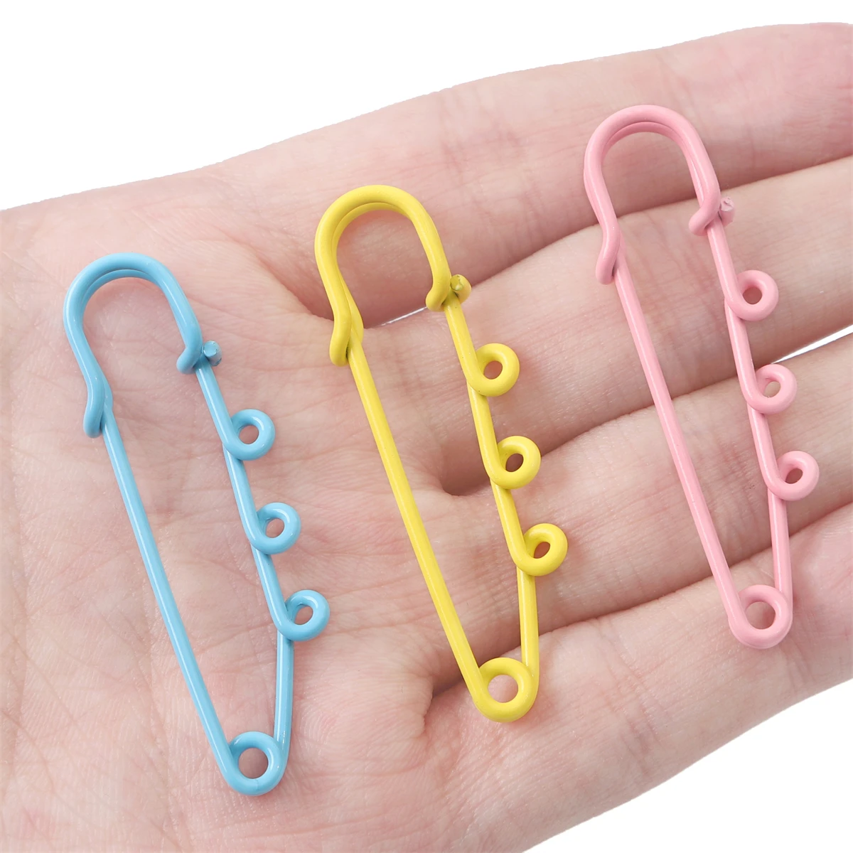 2/5pcs DIY 액세서리 장식에 대 한 다채로운 안전 핀 브로치 빈 기본 핀 60mm 3 구멍 의류 의류 바느질 용품