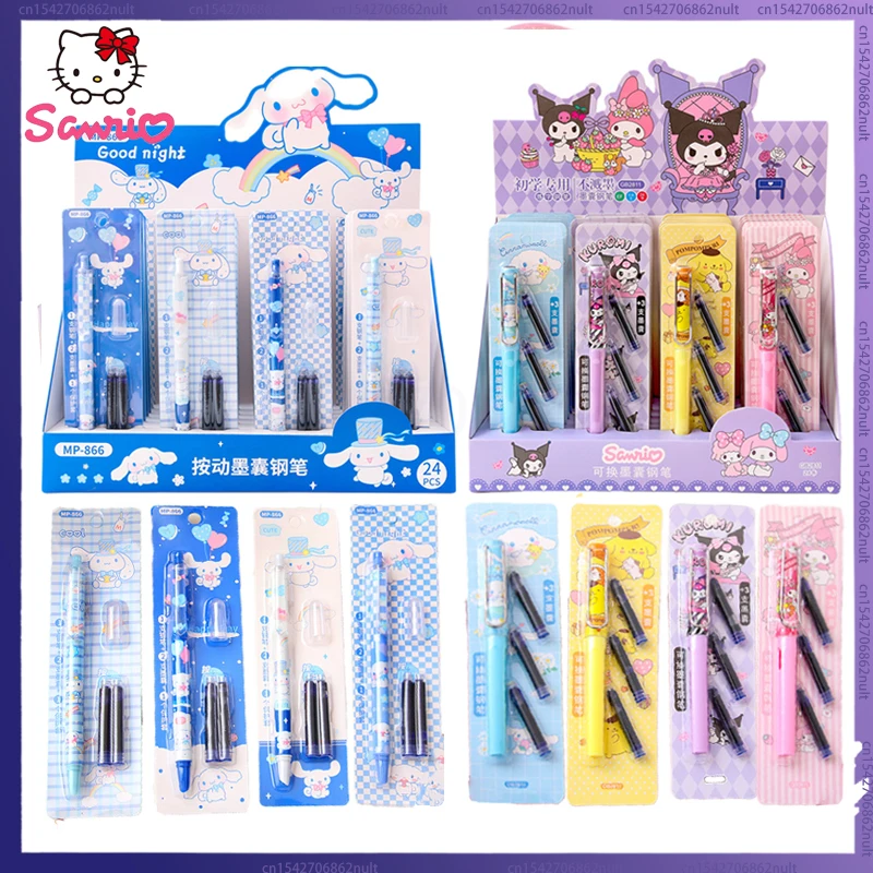 

24pcs Sanrio Fountain Pen Cinnamoroll Replaceable Ink Sac Writing Multifunction Pens Office School Supplies Stationery Wholesale