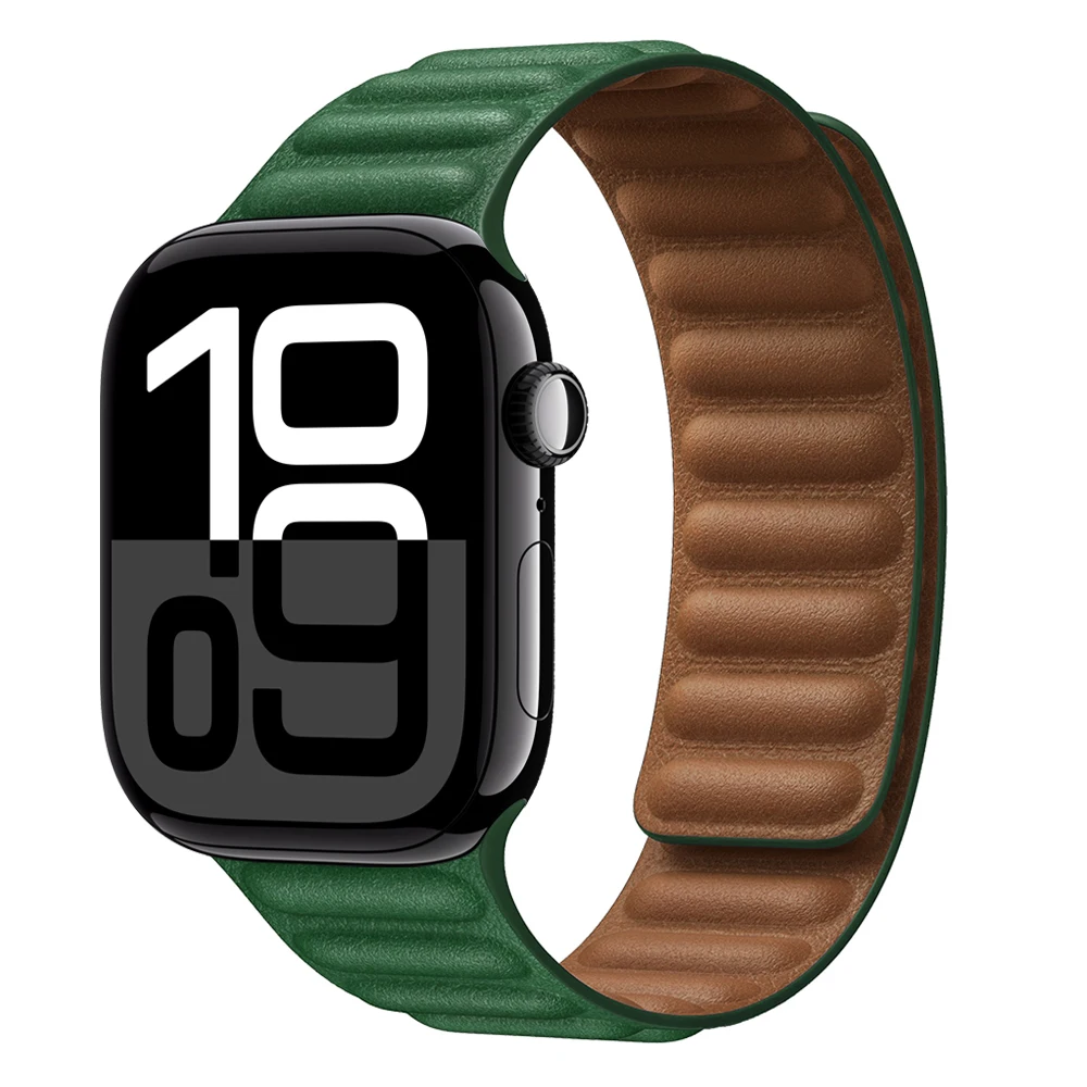 Premium Leather Magnetic Loop Watch Band Strap - Elegant Bracelet Design