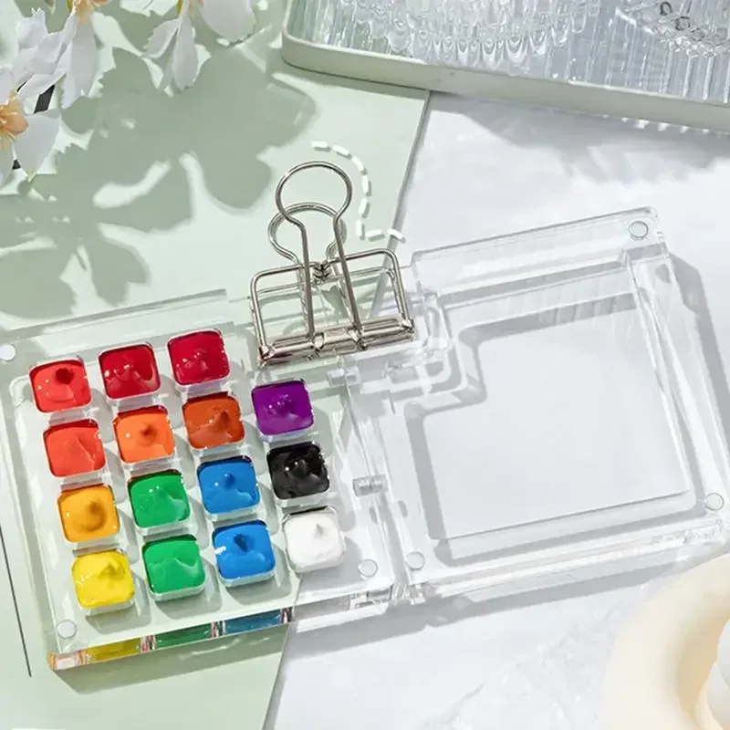 Watercolor Paint Palette Case Multi-compartment Acrylic Tray Travel Watercolor Tray Palette for Traveling Outdoor Home Offices 5
