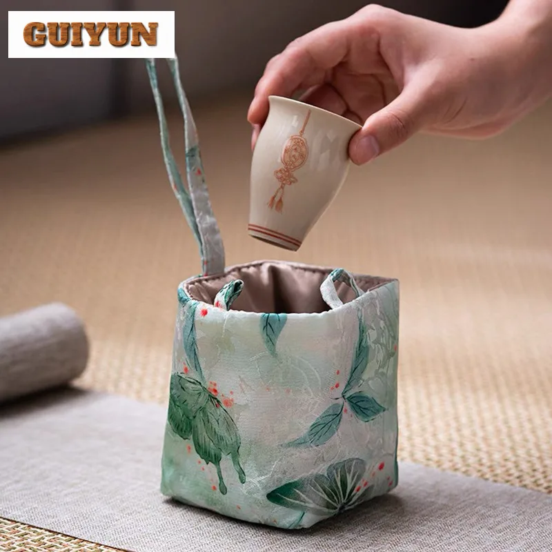 Chinese Yarn Woven Brocade Tea Cozies Zen Tea Cozy For Teapot Portable Small Bag Travel Set Bag For Supplies Craft Gifts