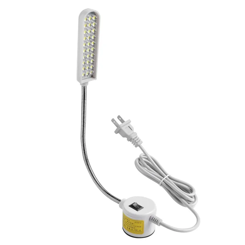 Lámpara LED de cuello de cisne ajustable para máquina de coser, luces industriales con Base magnética para banco de trabajo, Flexible, 20/30, 10/360