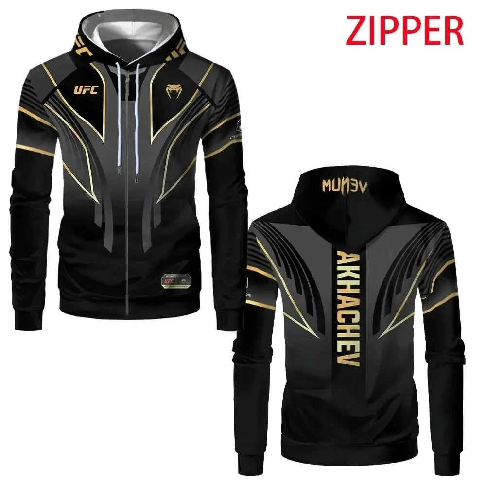 

New Men's Extreme Sports Hoodie 2023 UFCBoxing Game Training Zipper Sweatshirt Autumn Hot Selling Boxer Fan Top