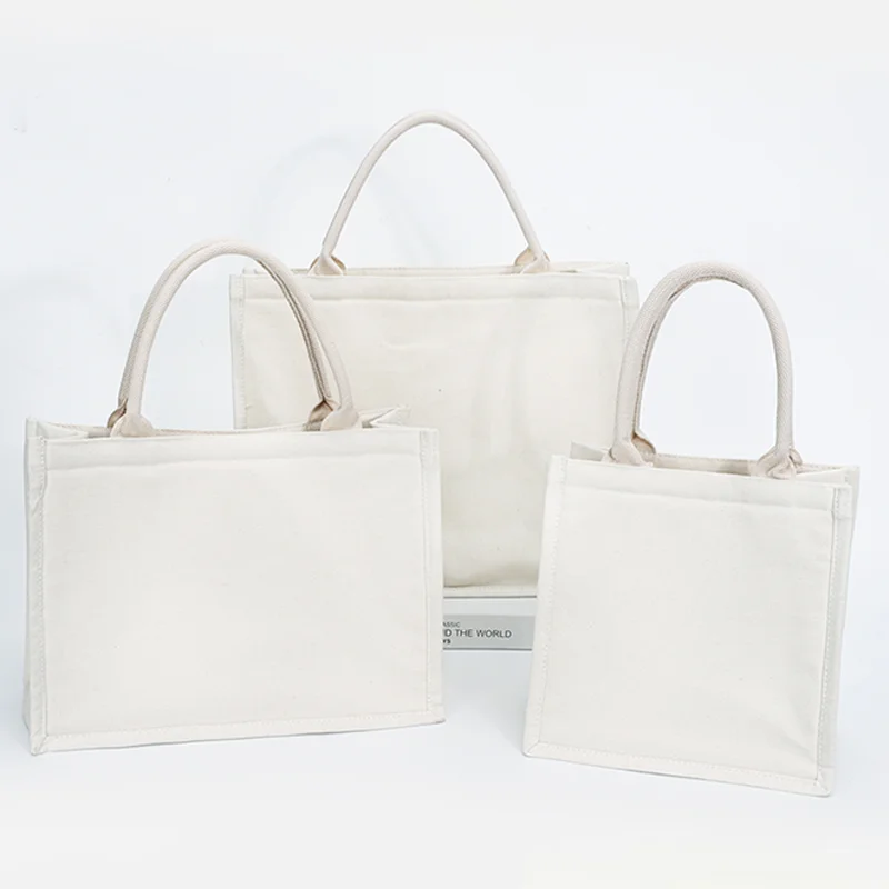 10pcs White Canvas Bags Custom Wedding Party Gift Tote Bags DIY Shopping Bags Large Capacity Tote Bags Custom Printed Logo 5