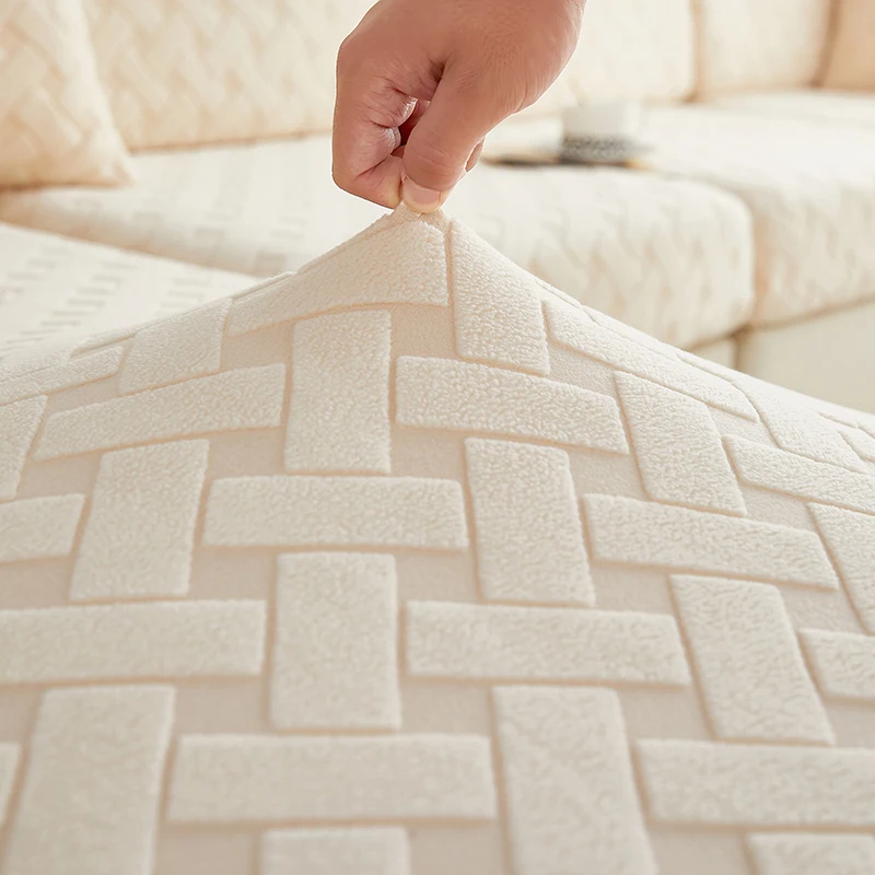 thick plush jacquard Stretch Couch Cushion Slipcovers Reversible Cushion Protector Slipcovers Sofa Cushion Protector Covers 5