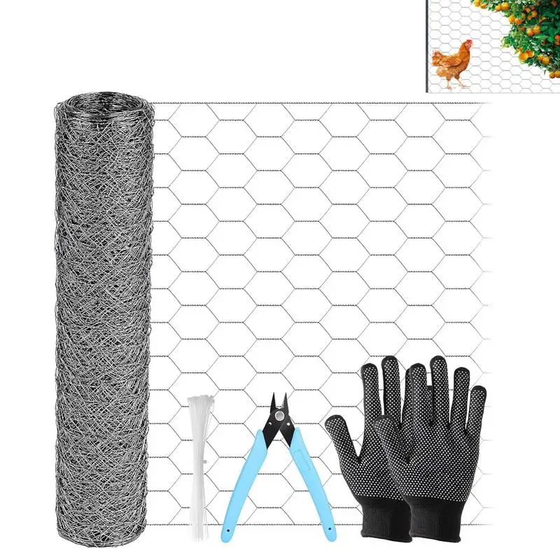 

Mesh Poultry Netting Hexagonal Galvanized Garden Wire Fence Animal Barrier Protective Pet Rabbit Chicken Fencing Cuttable Fence