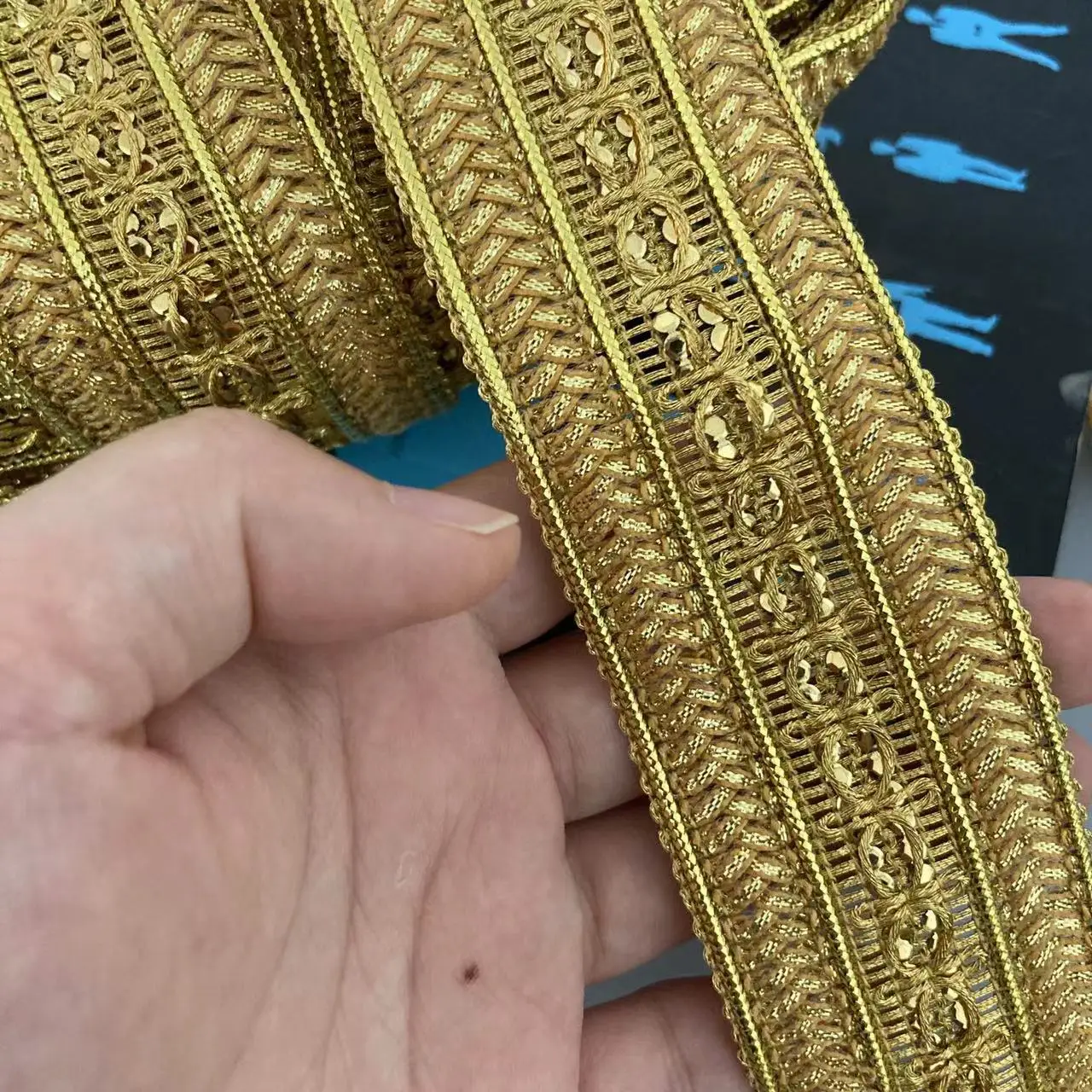 1 Yard 4.5cm Gold Lace Trim Ribbon Gold Thread Webbing Ethnic Style Clothing Embroidery Sequin Fabric Jacquard Accessories