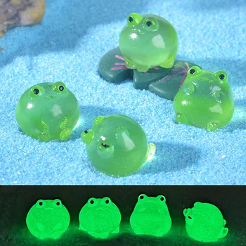10/20/50pcs Luminous Green Frogs Doll House Miniatures Cute Fairy Garden Gnome Moss Terrarium Decor Crafts Bonsai DIY Figurine 1