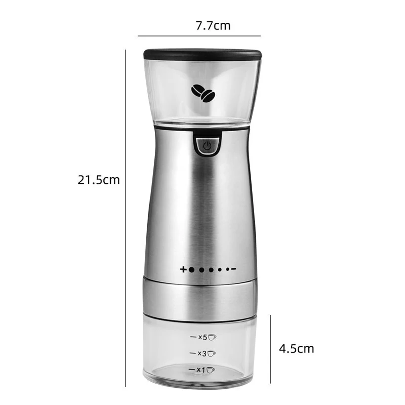 Electric Coffee Grinder USB Stainless Steel Adjustable Coarseness Charging Mill Nuts Beans Spices Grains Grinding Kitchen Gadget