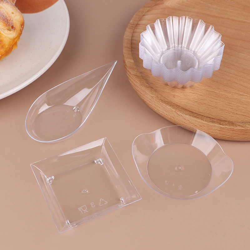 10Pcs Transparent Mini Appetizer Plates Ice Cream Cup Plastic Fruit Candy Cake Jelly Yogurt Mousse Dessert Container cake baking tools Pastry Tool