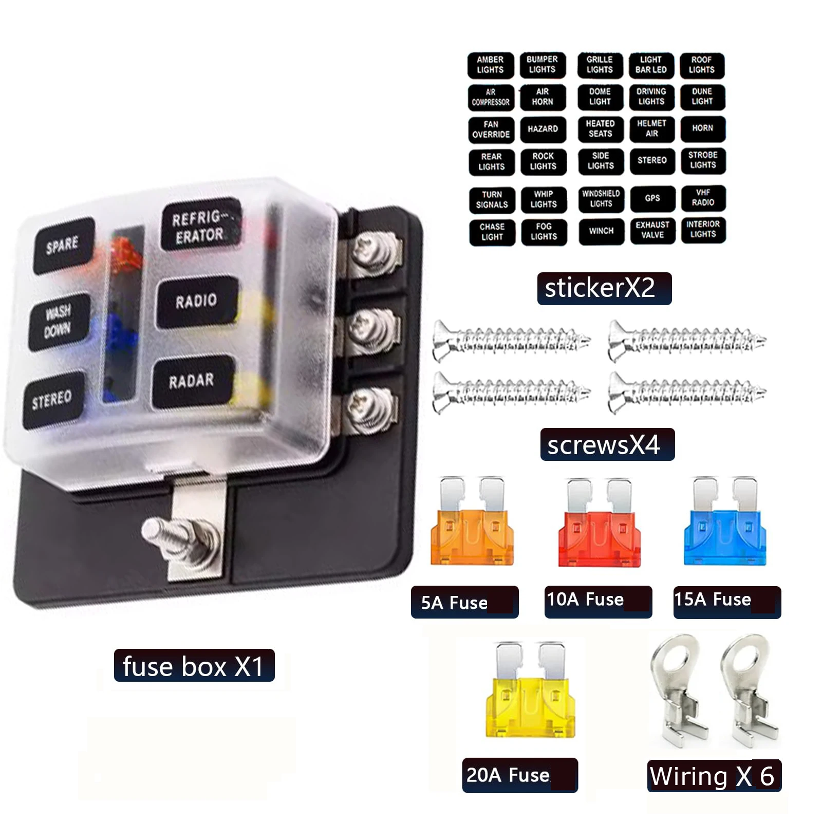 Fuse box holder 6 way 8 way blade for universal car 12V 24V