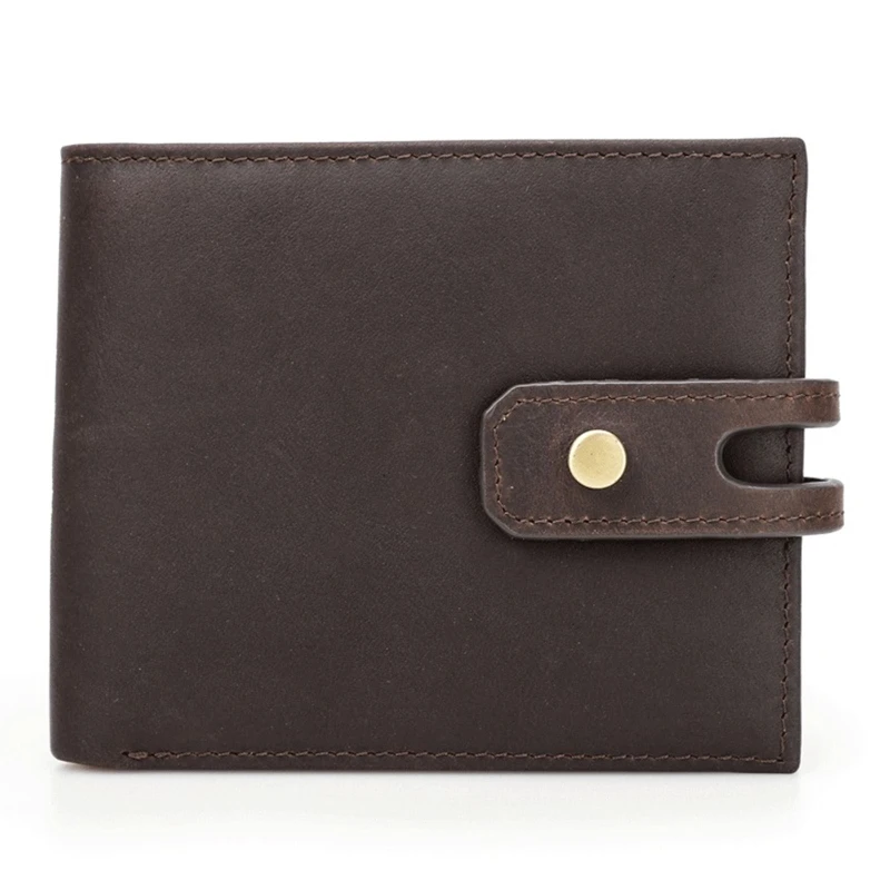 

for Head Layer Cowhide Wallet Closure Men Short Purse RFID Anti-theft Brush Vintage Bifold Wallets Clutch Credit Card E74B