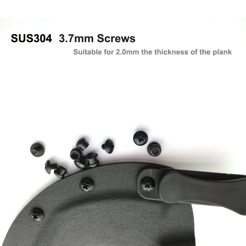 3.7mm x 6mm Chicago Screws Black for 2.0mm (0.08") thickness kydex Thermoplastic plank