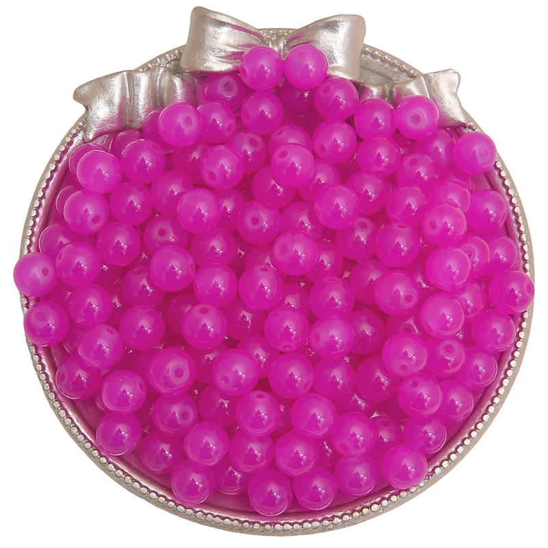 Glossy Jelly Imitation Jade Glass Round Beads – Assorted Sizes for Jewelry Making Supplies
