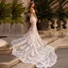 Customized Sexy Mermaid Lace Wedding Dresses Sweetheart Off The Shoulder Bride Gowns With Train Backless Button Robe De Mariée 3