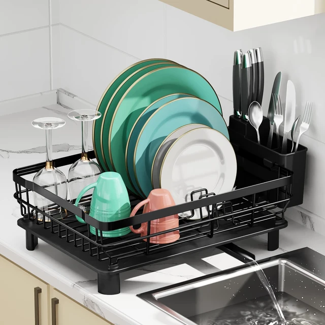 Dish Drying Rack with Drainboard Dish Drainers for Kitchen Counter Sink  Adjustable Spout Dish Strainers with Utensil Holder and - AliExpress