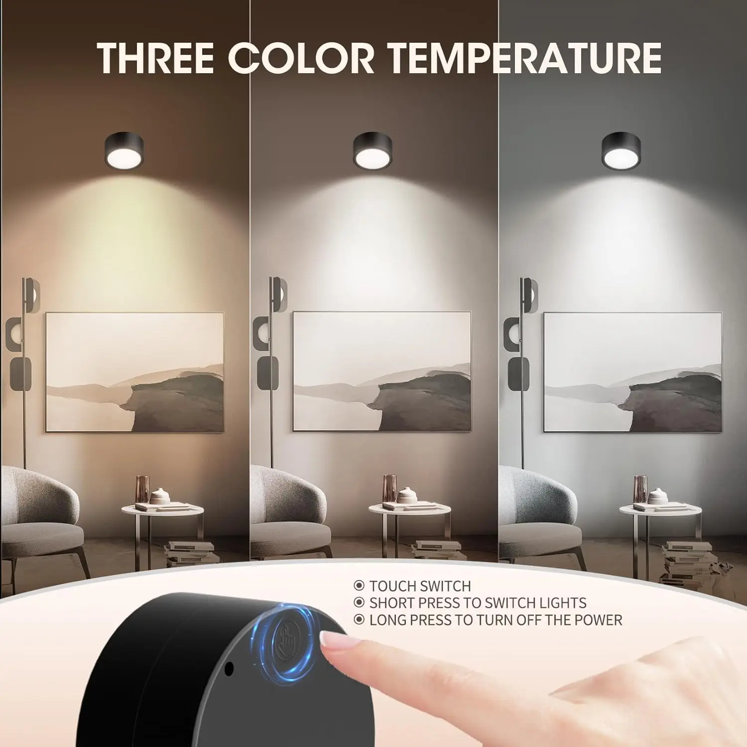 Led Wall Lamp Touch Control IR Remote 360 Rotatable USB Recharge Wireless Portable Night Light For Bedside Bedroom Reading Lamp 4