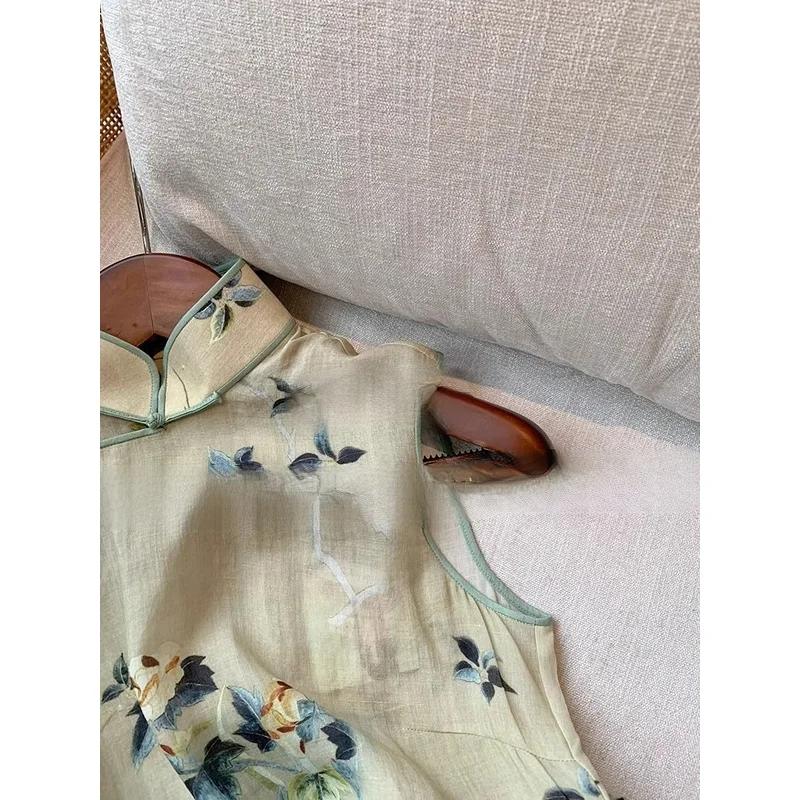 Chinese Retro Plate Buckle Waistcoat Women's Summer Vintage National Style Sleeveless Cheongsam Vest Top