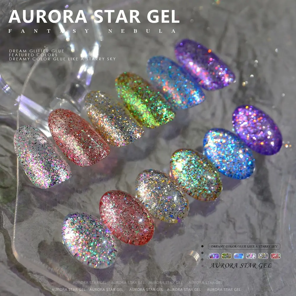 

Colourful Girls Flashing Starry Sequins Manicure LED Nail Polish Nail Art Tools Glitter Nail UV Gel Phototherapy Gel