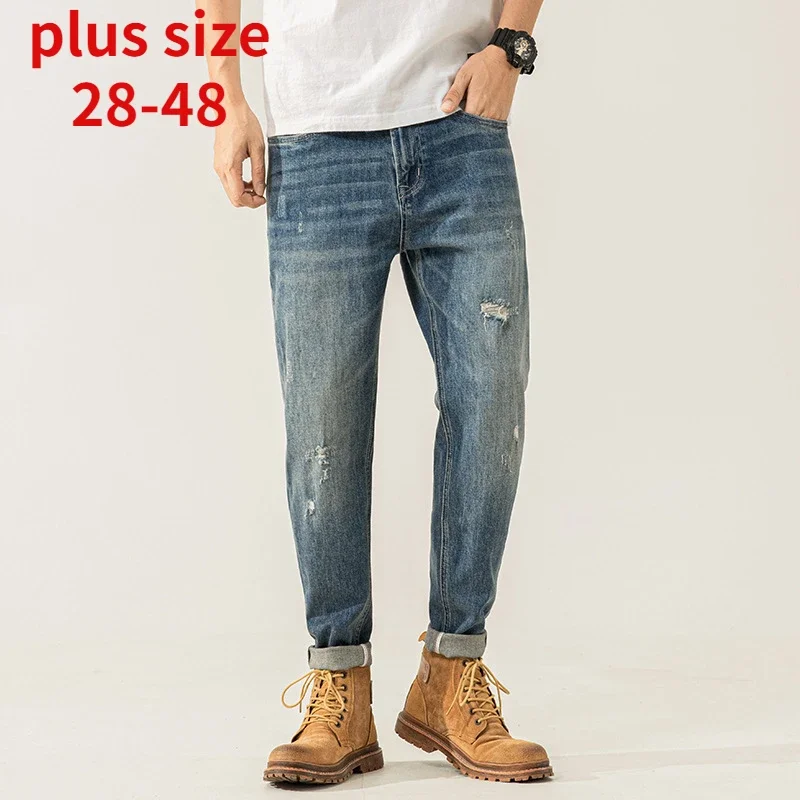 

New Arrival Fahsion Suepr Large Spring/summer Distressed Men's Stretch American Style Leggings, Jeans Plus Size 28-42 44 46 48