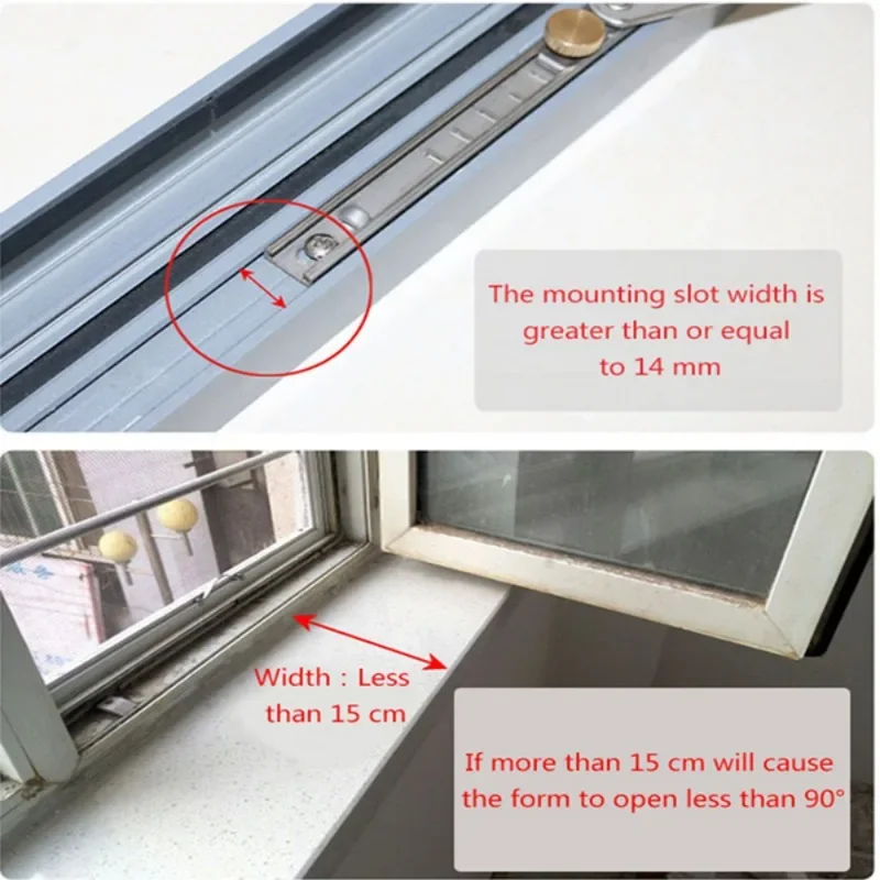 12 Inch Durable Windows Restrictor Windproof Brace Stopper Children Safety Locks Window Support Opener Fixed Angle Controller window restrictor