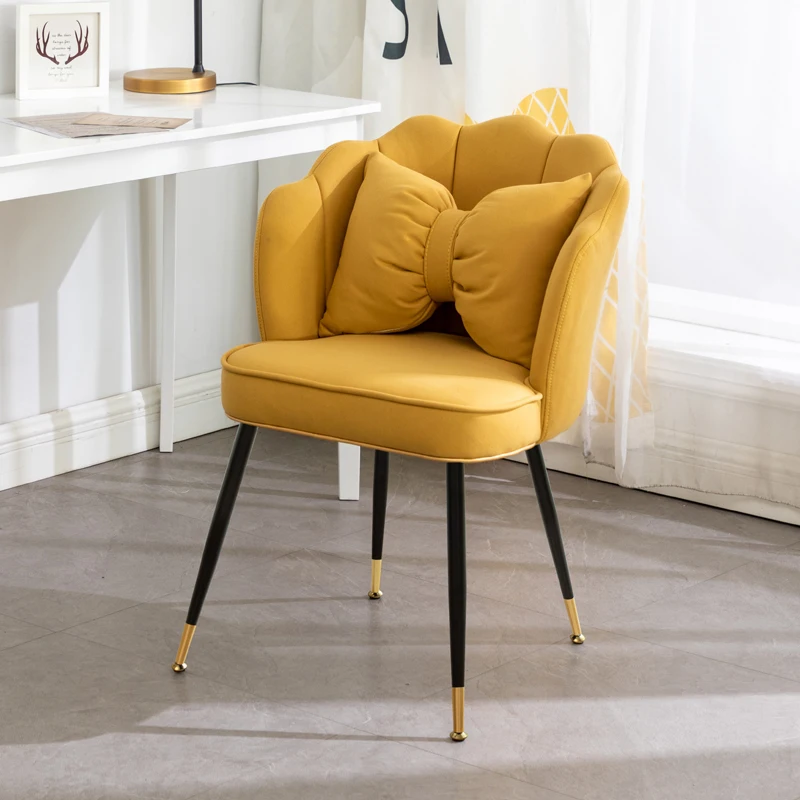 Luxury Internet Famous Pink Vanity Stool Princess Style Tech Fabric Dressing Chair Ergonomic Backrest Chair for Long Sitting