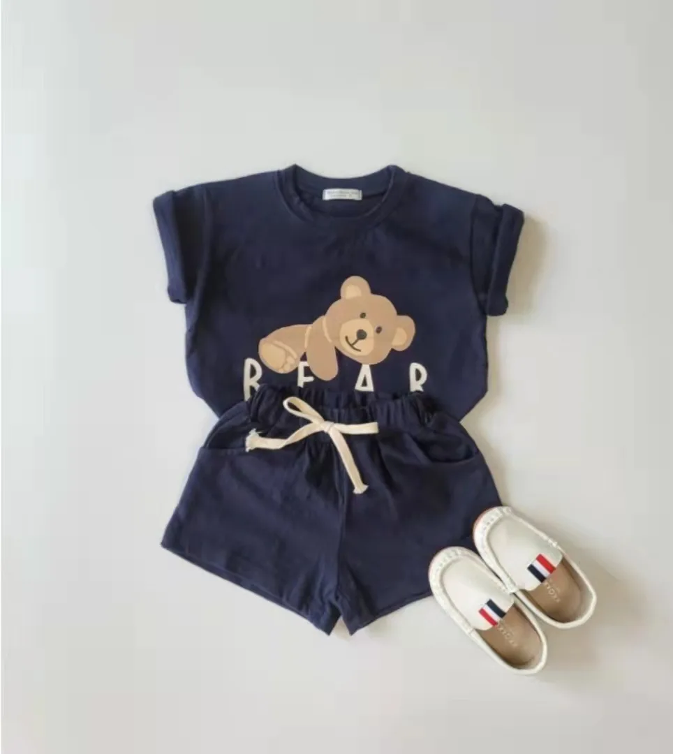 baby clothing set essentials Infant clothes 0-6 years old summer boys striped T-shirt girls baby waffle cotton round neck short sleeve shorts two-piece set baby outfit matching set