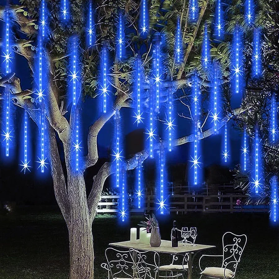 Thrisdar Led Meteor Shower Rain Light Christmas Falling Rain Light Waterproof Drop Icle Fairy String Light Per Decorazioni Natalizie