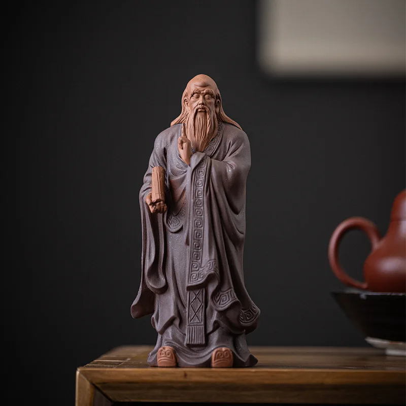 Chinese Zen Purple Sand Crafts, Small Historical Figures, Laozi Decoration, Study, Museum, Ancient Shelf, Office Decoration
