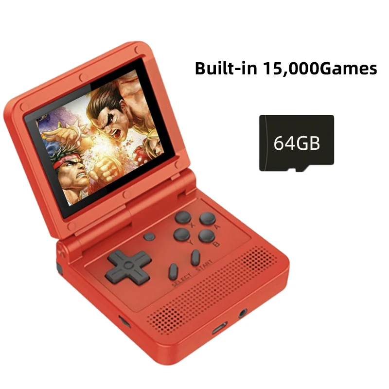 Mini V90 Retro Flip Handheld Game Player 3.0 Inch IPS Handheld Console 3000 Classic 3D Games Pocket Video Game Boy Player System