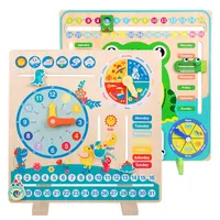 Children Dinosaur Wooden Calendar Clock Educational Toys Montessori Educational Learning Time Weather Week Cognitive Parish Toys 1