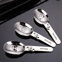 WORTHBUY Outdoor Portable Folding Spoon 304 Stainless Steel Soup Spoon Picnic Two-Fold Ice Cream Coffee Scoop Kitchen Tableware 1