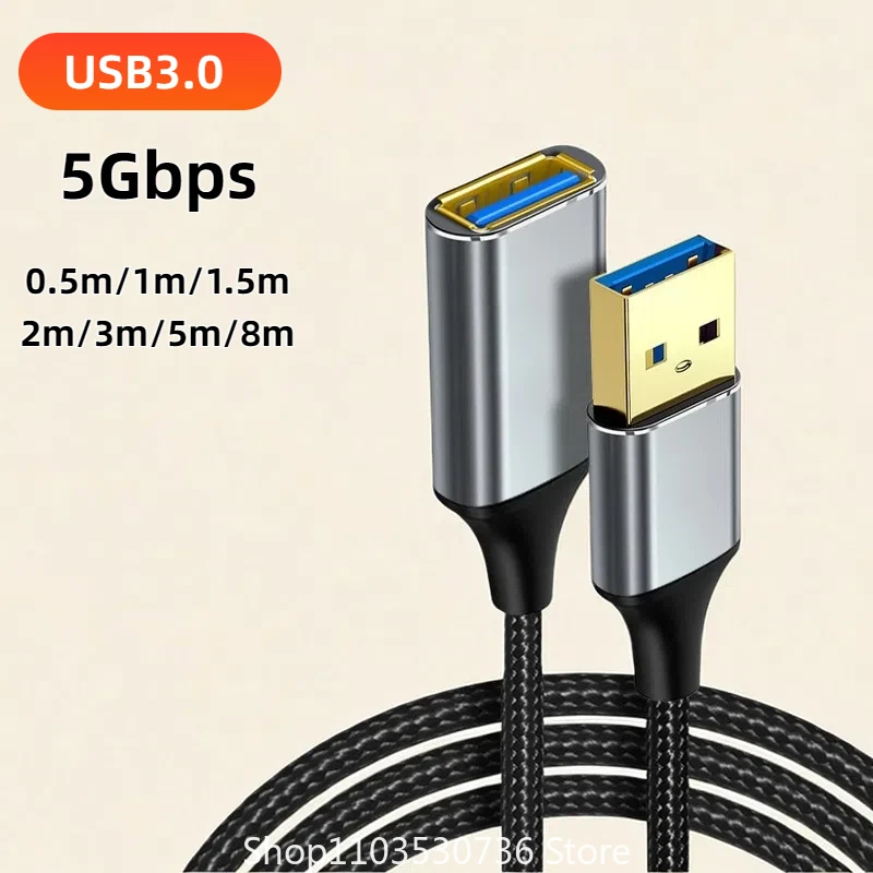 High-Speed USB 3.0 Extension Cable - Male to Female Extender Cord