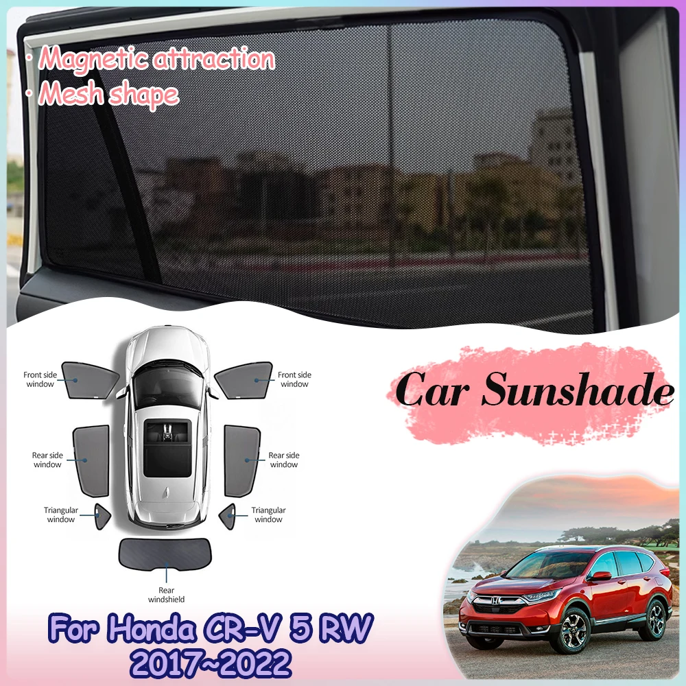 

Magnetic Sunshade Cover for Honda CR-V 5 CR V RW RT RY 2017~2022 Front Windows Windshield Sun Visor Curtain Mesh Car Accessories