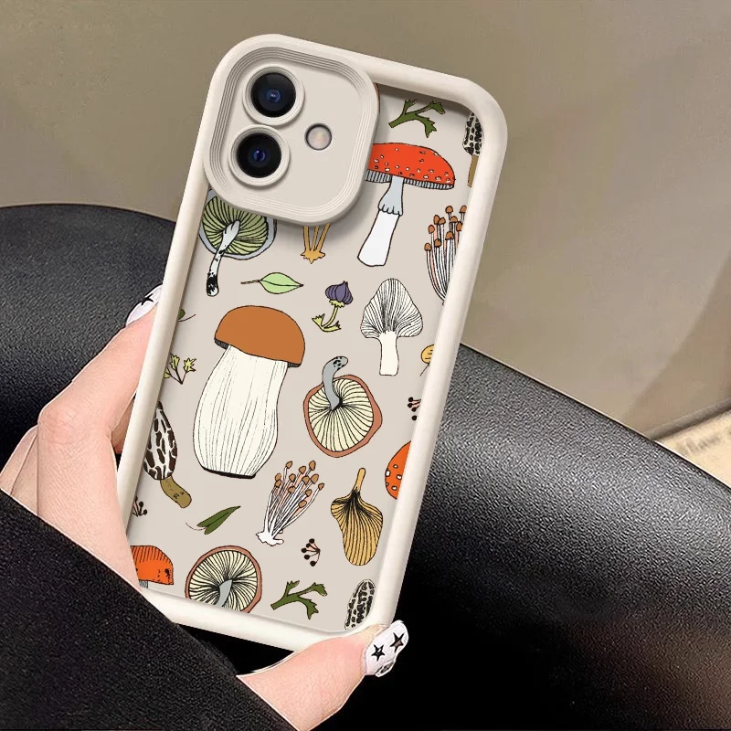 Cartoon Colorful Mushroom Pattern Soft Silicone Phone Case