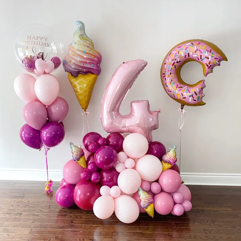 

79Pcs Donut Ice Cream Number Balloons Set Pink Balloons Grow Up Birthday Theme Party Decorations Supplies Baby Shower