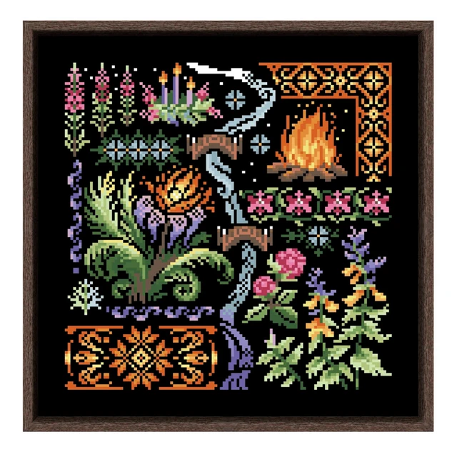 Kit de Point de Croix Forêt Mystérieuse, Toile Noire, Tissu, Fil de Coton, Aviation, Bricolage Fait à la Main, 18ct, 14ct, 11ct 4