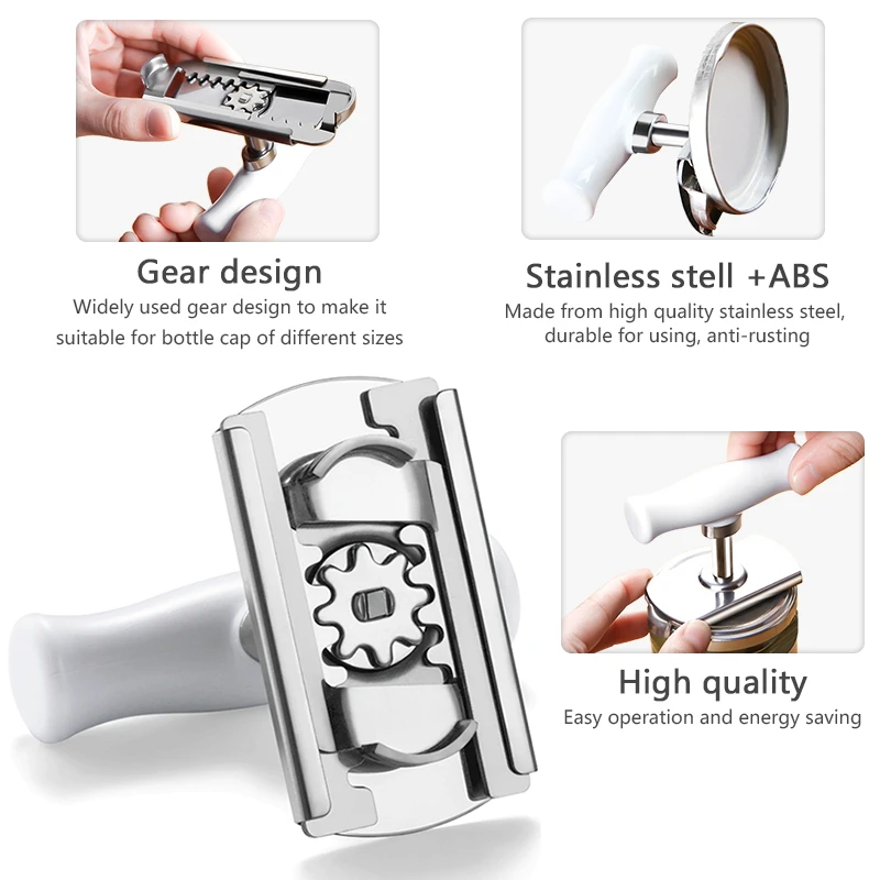 Multi-function Bottle Cap Opener Stainless Steel Adjustable Lids Off Jar Opener Labor-saving Screw Can Opener for Kitchen Gadget images - 6