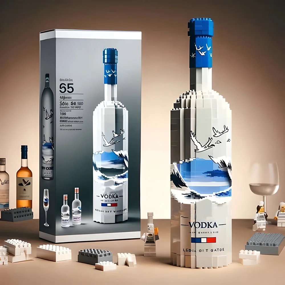 New Creative Whiskey Bottle Building Blocks, 3D Puzzle DIY Model Kits for Adults, Home Bar Decoration, 10 Styles Available