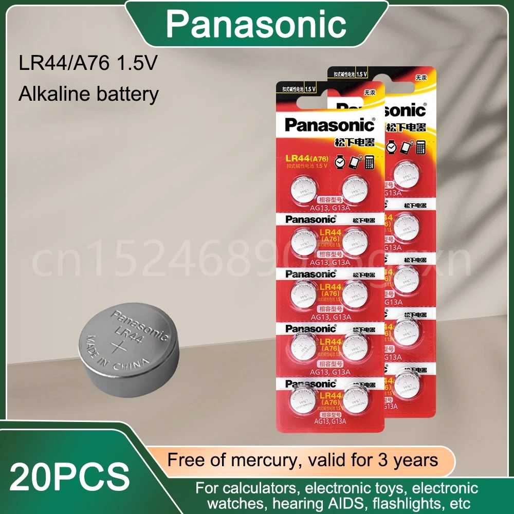 20PCS-Panasonic-1-5V-AG13-LR44-SR1154-SP76-pila-SR44-Button-Batteries ...