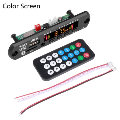 Bluetooth 5.0 Receiver Car Kit 12V 5V Car layer Decoder Board Color Screen FM Radio Module TF USB 3.5 Mm AUX AMP3 Pudi