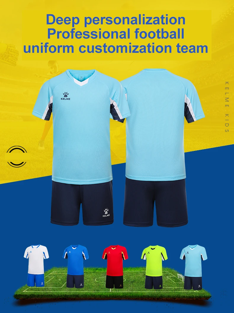 Kelme Kinder Fußball anzug Jungen Kurzarm Ball Uniform Grundschule Schüler Team benutzer definierte Training 8251zb3002 – Detail 1