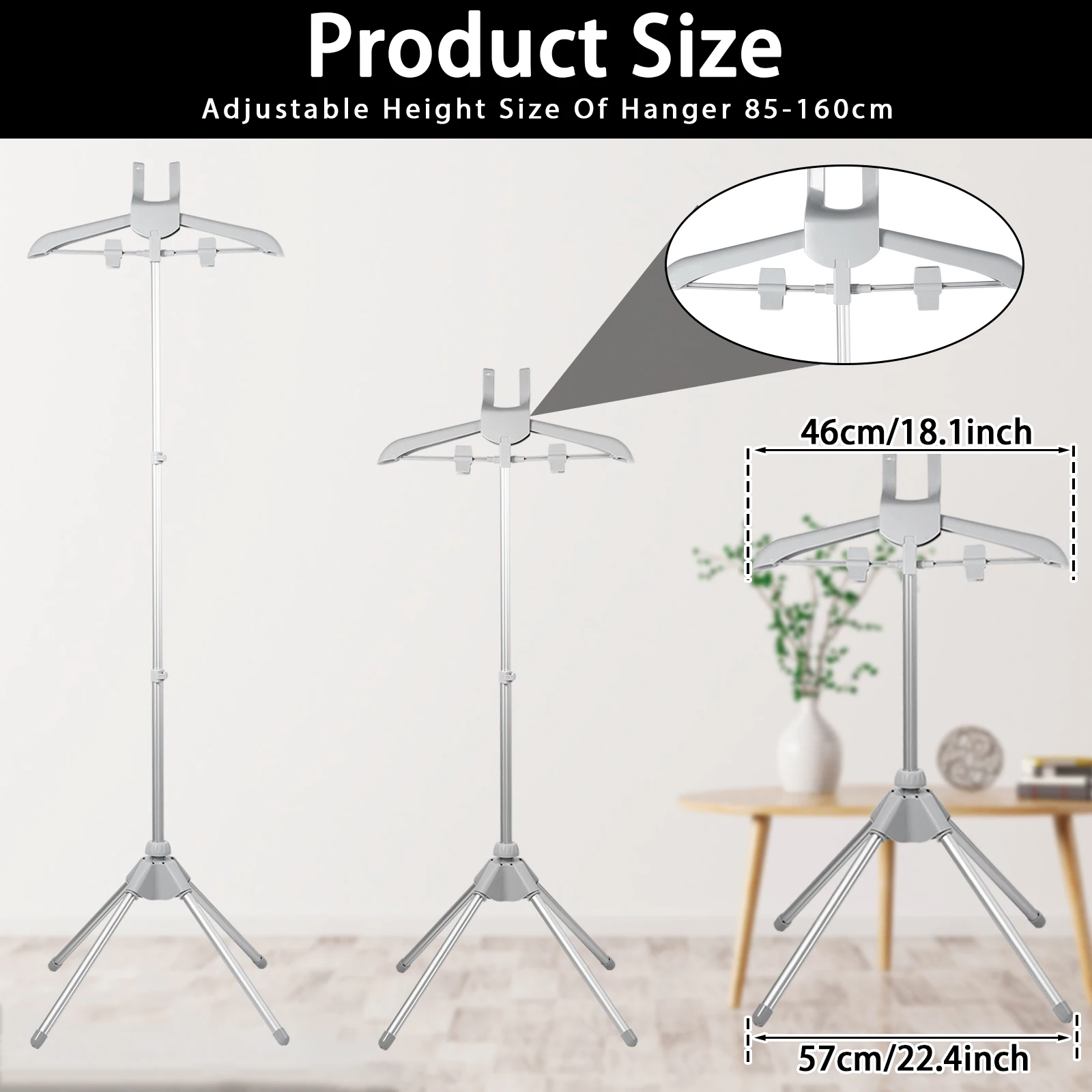 Steamer Stand Telescopic Garment Steamer Rack Height Adjustable Foldable Portable Standing Garment Hanger for Steaming Clothes