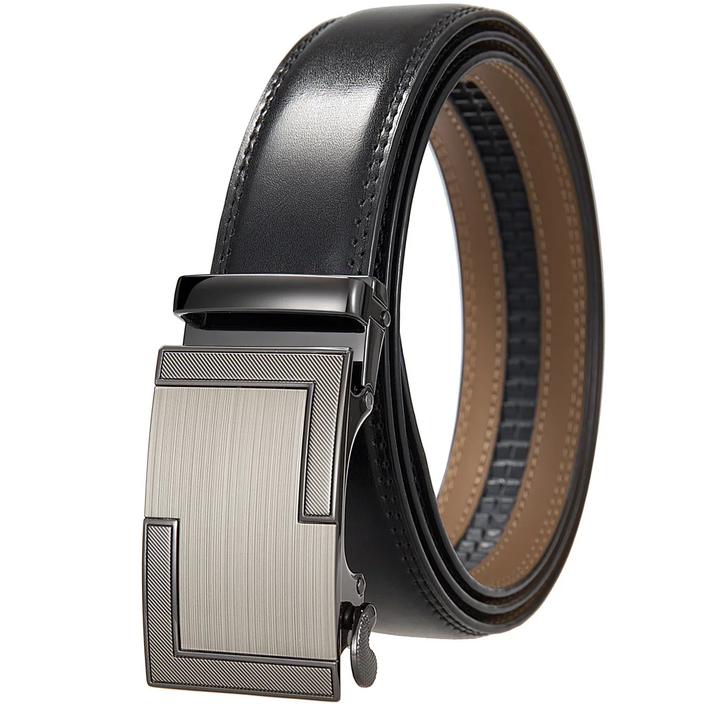 3.5 Width Tan Brown Leather Belt For Men Male Automatic Buckle Belts Trend Business Casual Mens Trouser Belt leather belt mens belt toothless automatic buckle belt