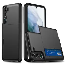 Sleek Hard Shell Slide - Cover Card Wallet Phone Case - Ideal Gift for Fashion and Tech Enthusiasts (Black)