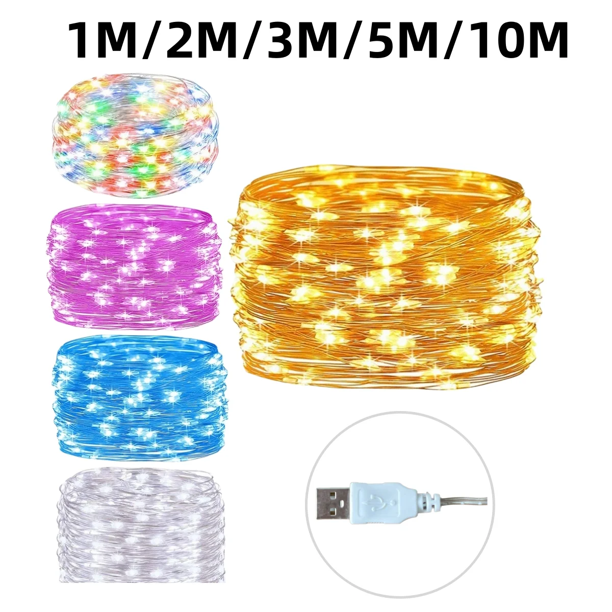USB-Powered Waterproof LED Fairy String Lights - Copper Wire